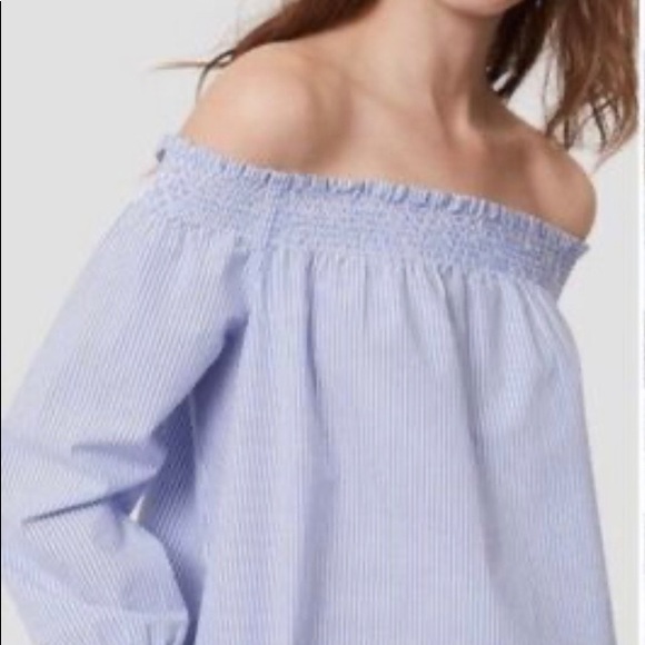 NWT LOFT blue stripe off the shoulder top. Size M - Picture 3 of 6